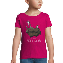 T-shirt fillette rose fushia Yack à faucons (Mr Mouton,Animaux,Humour)