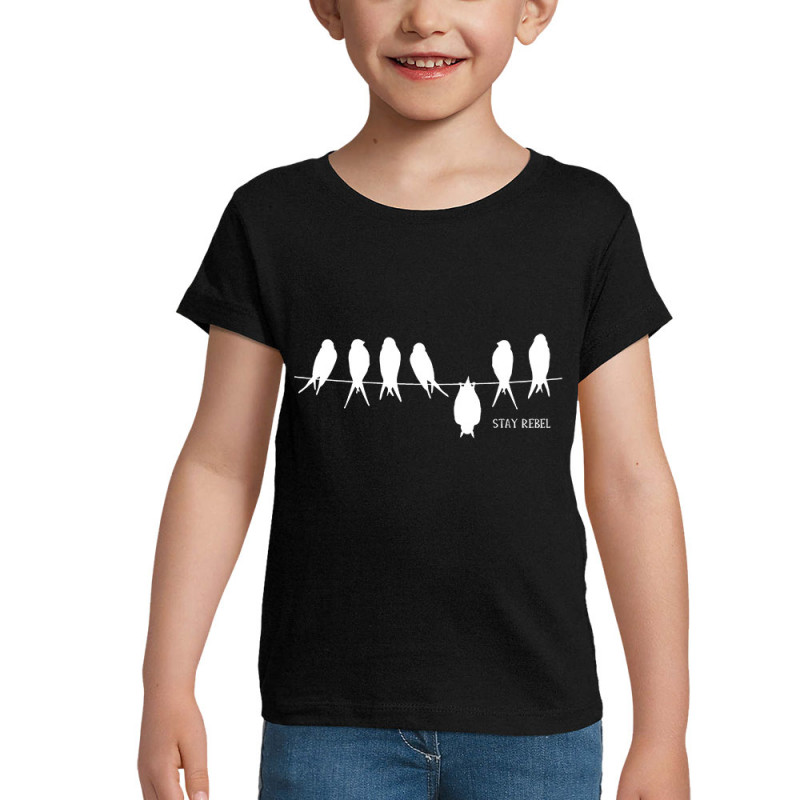 T-shirt fillette noir Stay Rebel (Gondrax,Animaux,Humour,Stay)