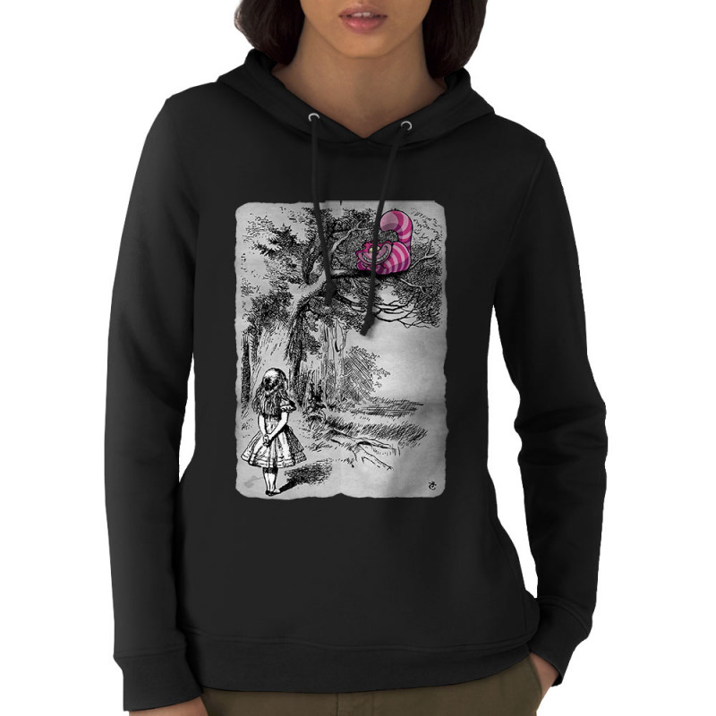 Sweat femme à capuche coton bio noir Alice et le chat (Le Duc,Animaux,Chats,Manga Kawaï japan)