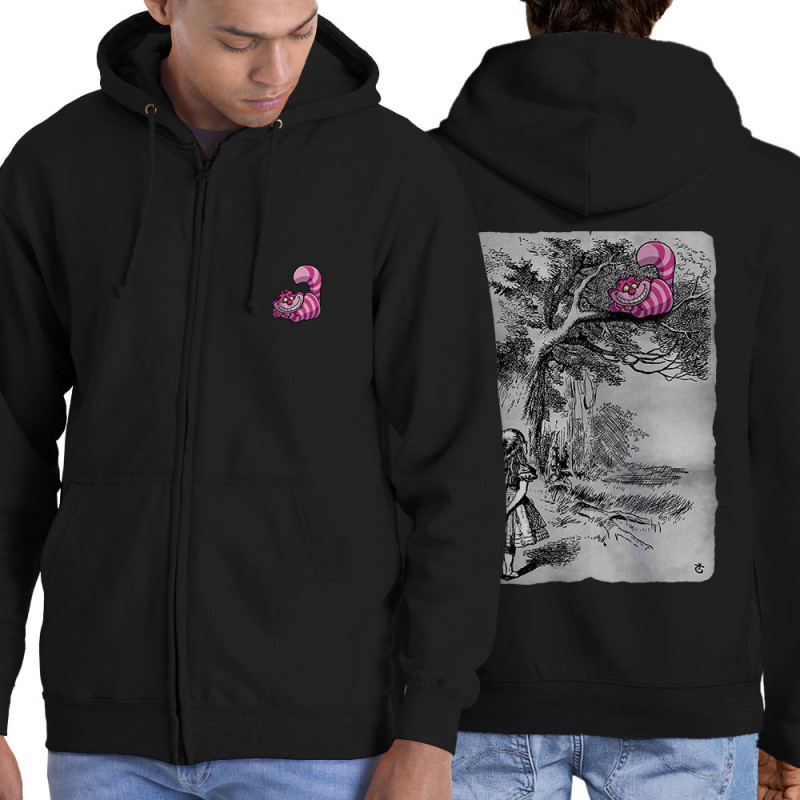 Sweat homme à capuche zippé noir Alice et le chat (Le Duc,Animaux,Chats,Manga Kawaï japan)
