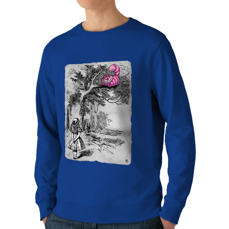 Sweat homme bio col rond bleu royal Alice et le chat (Le Duc,Animaux,Chats,Manga Kawaï japan)
