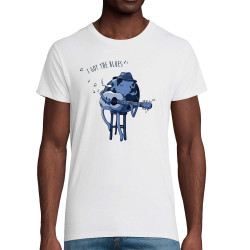 T-shirt homme coton bio blanc I Got The Blues (Mr Mouton,Humour)