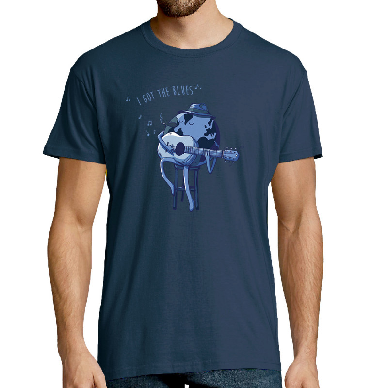 Tee-shirt homme bleu denim I Got The Blues (Mr Mouton,Humour)