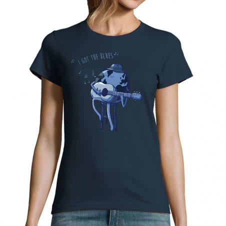 T-shirt femme bleu marine I Got The Blues (Mr Mouton,Humour)