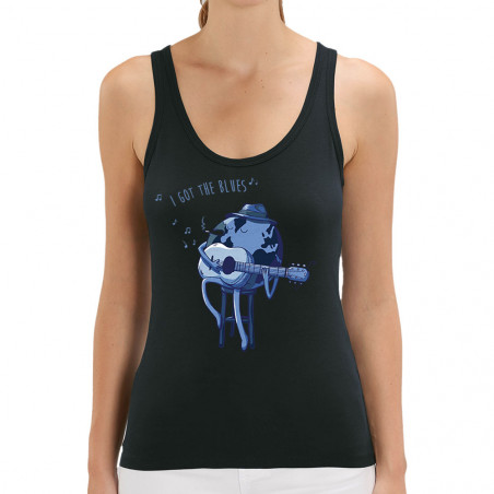 Débardeur femme coton bio noir I Got The Blues (Mr Mouton,Humour)