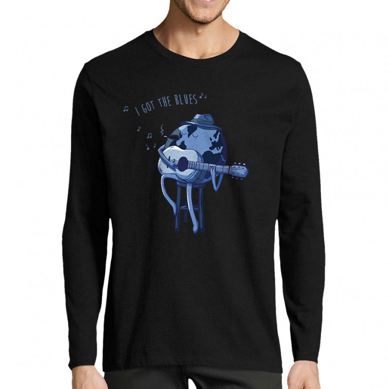T-shirt homme manches longues noir I Got The Blues (Mr Mouton,Humour)