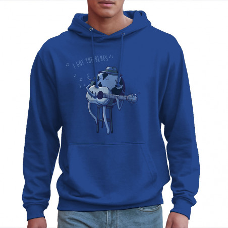 Sweat homme à capuche bleu royal I Got The Blues (Mr Mouton,Humour)