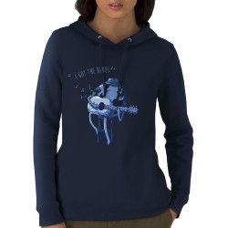 Sweat femme à capuche coton bio bleu marine I Got The Blues (Mr Mouton,Humour)