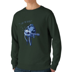 Sweat homme bio col rond vert foncé I Got The Blues (Mr Mouton,Humour)