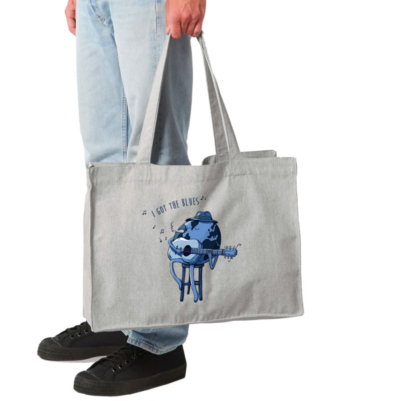 Grand sac shopping en toile recyclé gris chiné I Got The Blues (Mr Mouton,Humour)