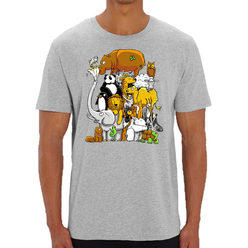 T-shirt homme coton bio gris chiné Wild Life (Mr Mouton,Animaux)