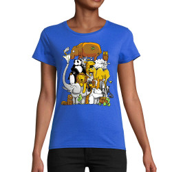 T-shirt femme coton bio bleu royal Wild Life (Mr Mouton,Animaux)