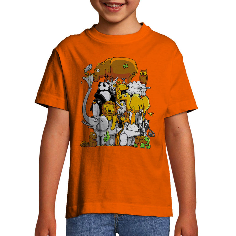 T-shirt enfant orange Wild Life (Mr Mouton,Animaux)