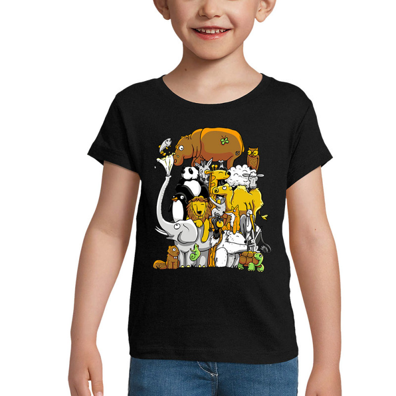 T-shirt fillette noir Wild Life (Mr Mouton,Animaux)