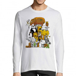 T-shirt homme manches longues blanc Wild Life (Mr Mouton,Animaux)