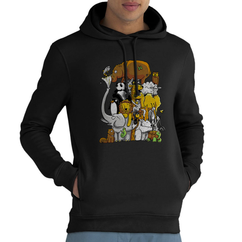 Sweat homme à capuche coton bio noir Wild Life (Mr Mouton,Animaux)