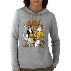 Sweat femme à capuche coton bio gris chiné Wild Life (Mr Mouton,Animaux)