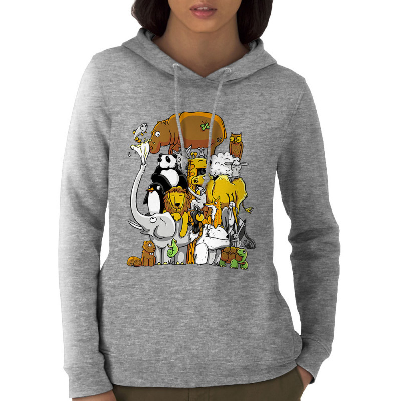 Sweat femme à capuche coton bio gris chiné Wild Life (Mr Mouton,Animaux)