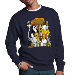 Sweat homme col rond bleu marine Wild Life (Mr Mouton,Animaux)