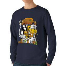 Sweat homme bio col rond bleu marine Wild Life (Mr Mouton,Animaux)