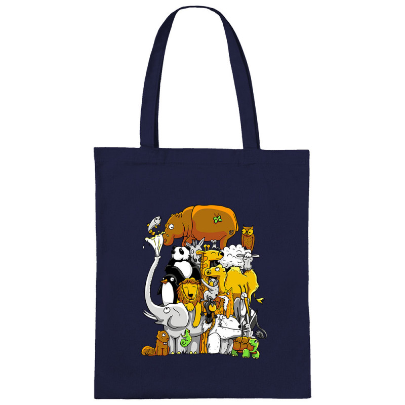 Sac shopping en toile bleu marine Wild Life (Mr Mouton,Animaux)
