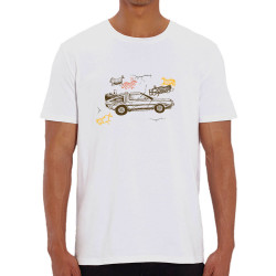 T-shirt homme coton bio blanc Dolorean Rupestre (Mr Mouton,Films/Séries)