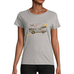 T-shirt femme coton bio gris chiné Dolorean Rupestre (Mr Mouton,Films/Séries)