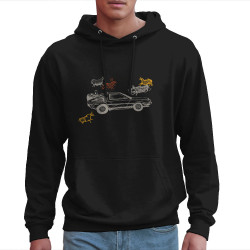 Sweat homme à capuche noir Dolorean Rupestre (Mr Mouton,Films/Séries)