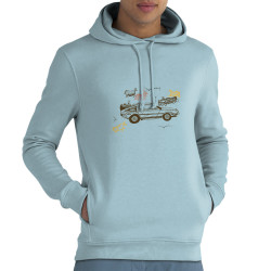 Sweat homme à capuche coton bio bleu ciel Dolorean Rupestre (Mr Mouton,Films/Séries)