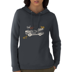 Sweat femme à capuche coton bio gris anthracite Dolorean Rupestre (Mr Mouton,Films/Séries)