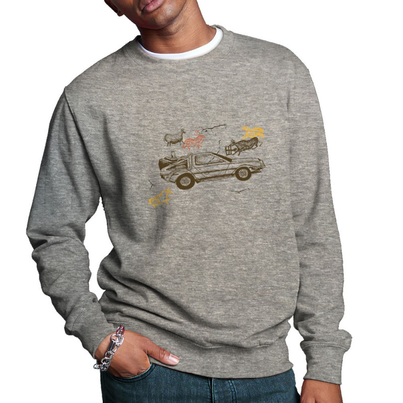Sweat homme col rond gris chiné Dolorean Rupestre (Mr Mouton,Films/Séries)