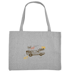 Grand sac shopping en toile recyclé gris chiné Dolorean Rupestre (Mr Mouton,Films/Séries)