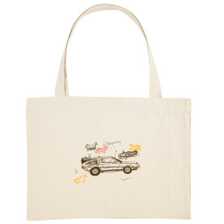 Grand sac shopping en toile recyclé naturel Dolorean Rupestre (Mr Mouton,Films/Séries)