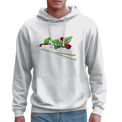 Sweat homme à capuche blanc Yoshi Sushi (Mr Mouton,Jeux Vidéo / Geek)