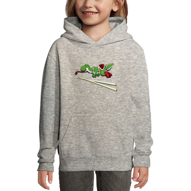 Sweat enfant à capuche gris chiné Yoshi Sushi (Mr Mouton,Jeux Vidéo / Geek)