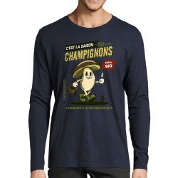 T-shirt homme manches longues bleu marine La saison des champignons (Mr Mouton,Fruits & Légumes)