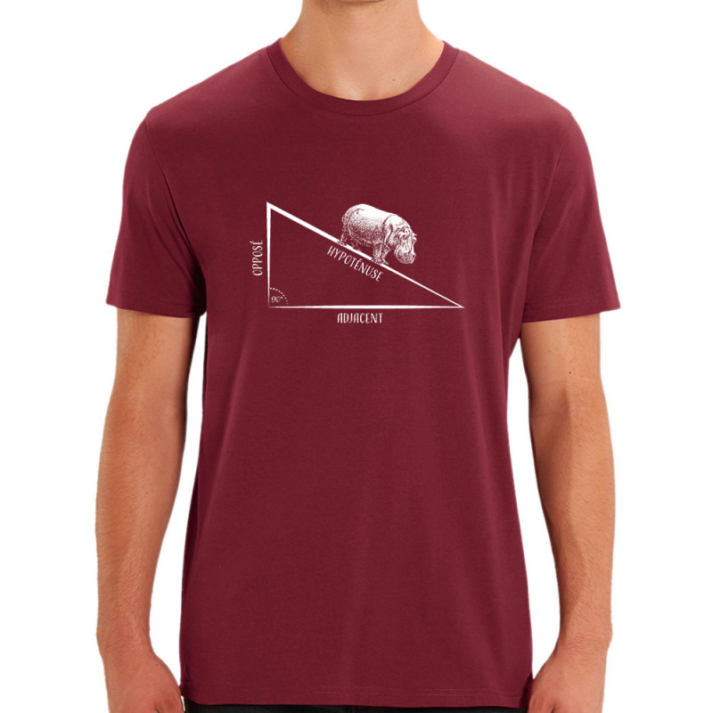 T-shirt homme coton bio bordeaux Hypoténuse (Gondrax,Animaux,Humour)
