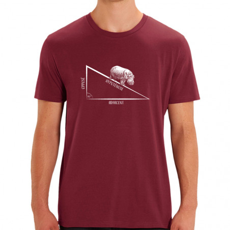 T-shirt homme coton bio bordeaux Hypoténuse (Gondrax,Animaux,Humour)