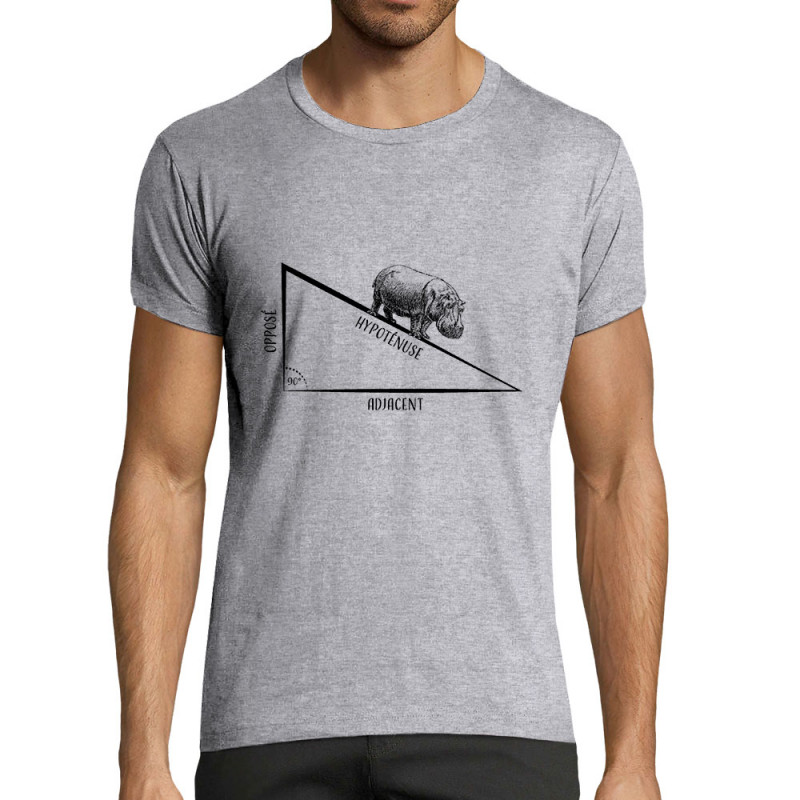 T-shirt homme fit gris chiné Hypoténuse (Gondrax,Animaux,Humour)
