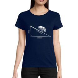 T-shirt femme coton bio bleu marine Hypoténuse (Gondrax,Animaux,Humour)