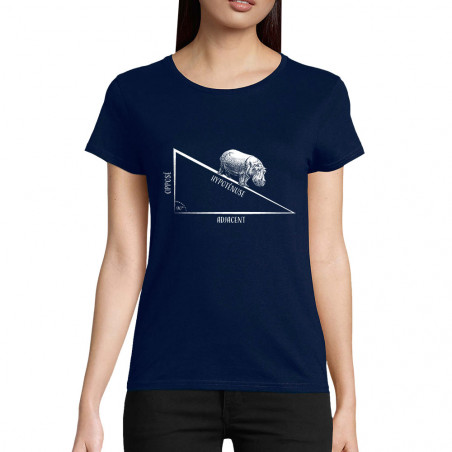 T-shirt femme coton bio bleu marine Hypoténuse (Gondrax,Animaux,Humour)