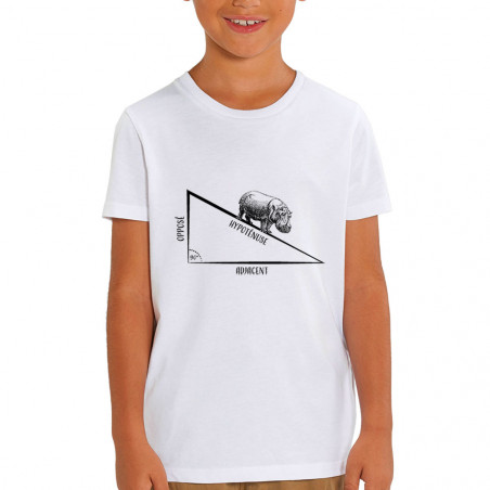 T-shirt enfant coton bio blanc Hypoténuse (Gondrax,Animaux,Humour)
