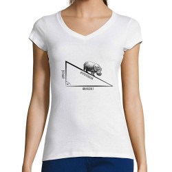 T-shirt femme col V blanc Hypoténuse (Gondrax,Animaux,Humour)
