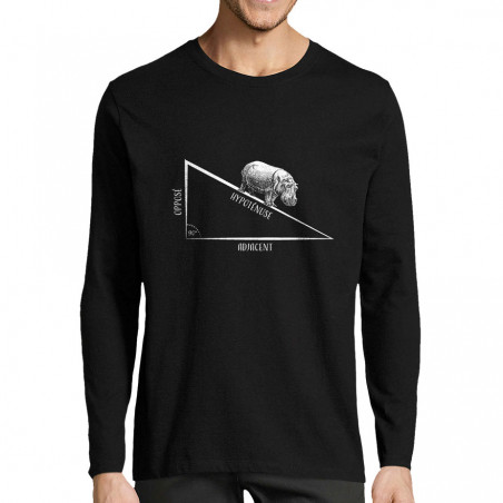 T-shirt homme manches longues noir Hypoténuse (Gondrax,Animaux,Humour)