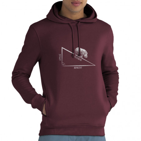 Sweat homme à capuche coton bio bordeaux Hypoténuse (Gondrax,Animaux,Humour)