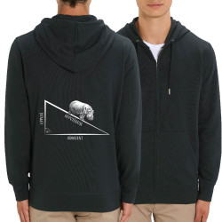 Sweat homme zippé à capuche coton bio noir Hypoténuse (Gondrax,Animaux,Humour)