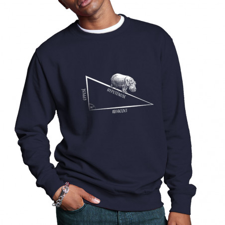 Sweat homme col rond bleu marine Hypoténuse (Gondrax,Animaux,Humour)