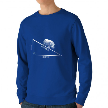 Sweat homme bio col rond bleu royal Hypoténuse (Gondrax,Animaux,Humour)