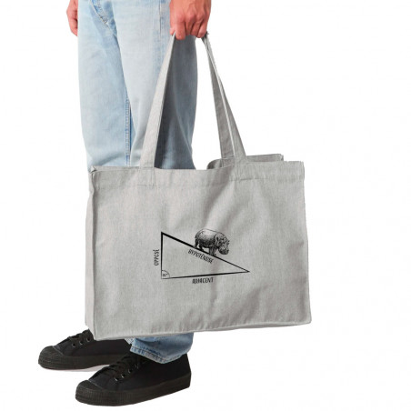 Grand sac shopping en toile recyclé gris chiné Hypoténuse (Gondrax,Animaux,Humour)