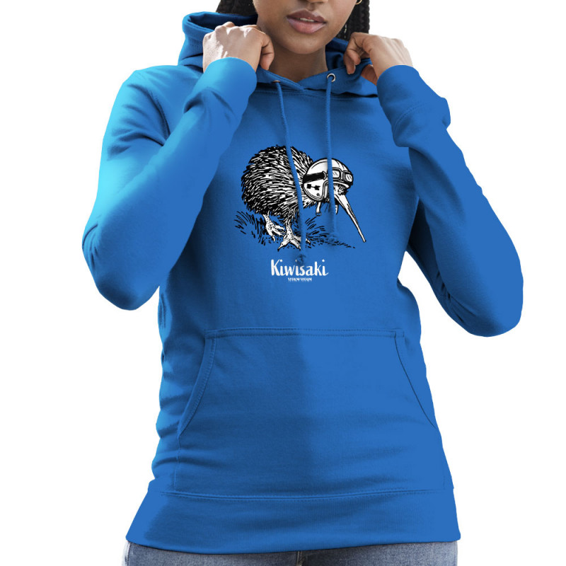 Sweat femme à capuche bleu royal Kiwisaki (Gondrax,Les Bébêtes,Animaux,Moto)